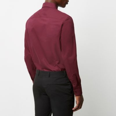 Red formal slim fit cotton shirt